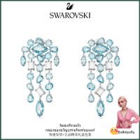 ?Swarovski?ต่างหู Gema Clip ในต่างหูพลอยสีฟ้าตัดผสม,ต่างหูแฟชั่นสตรีเงินสเตอร์ลิง S925,ของขวัญวันเกิดวันวาเลนไทน์