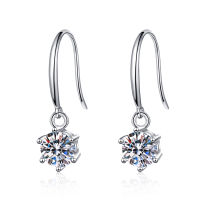 Sterling Silver Diamond Earring Classic Round Cut Moissanite Ear Hook Earrings D Color VVS1 With GRA Certification Women Jewelry