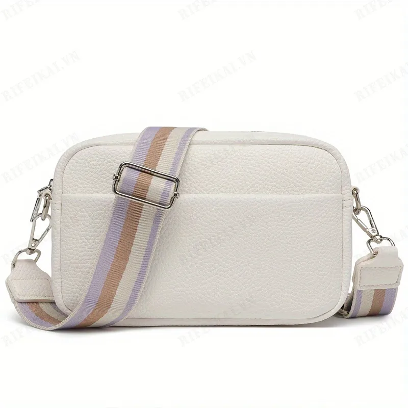 Trendy Square Crossbody Bag, Litchi Pattern Shoulder Bag, Women's PU  Leather Zipper Purse