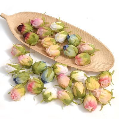 ✚ 30pcs 3-4cm New Style Oil Rose Bud Artificial Silk Flowers Heads Wedding Decoration DIY Manual Wreath Small Craft Fake Flower