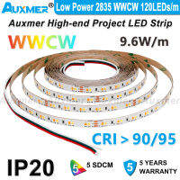 พลังงานต่ำ2835 WWCW 120LEDsM ไฟ LED Strip,ปรับอุณหภูมิสี,CCT,DC1224V,9.6วัตต์เมตร,600LEDsรีล,5เมตรรีล,ในร่ม