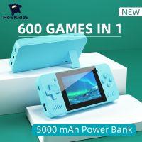 POWKIDDY คอนโซลเกมแบบพกพา Q35 5000Mah แหล่งจ่ายไฟมือถือ8บิตเกมราคาถูกของขวัญเด็ก Av Out ผู้เล่นสองคนสนับสนุน