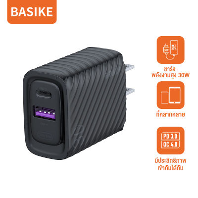 Basike หัวชาร์จเร็ว PD 30W QC4.0 2 Port USB Type C Adapter Fast Charge อแดปเตอร์ ชาร์จเร็ว หัวชาร์จ อะแดปเตอร์ ชาร์จไว Quick Charger