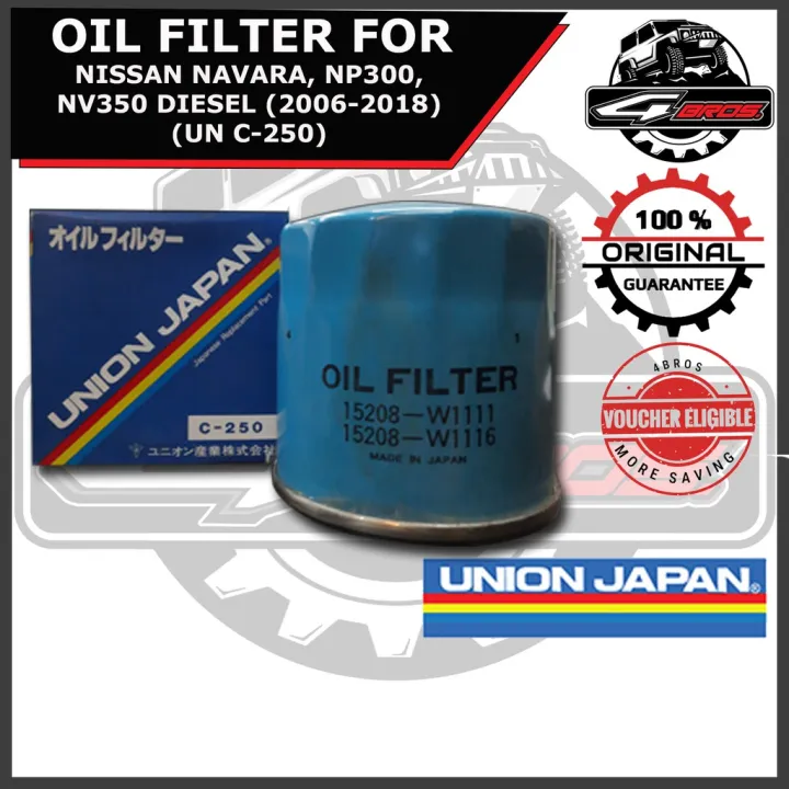 OIL FILTER UNION (UN C250) NISSAN NAVARA, NP300, NV350 DIESEL (2006
