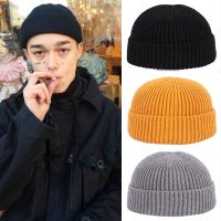 [Hat vendor]Unisex หมวกบีนนี่สำหรับผู้ชาย2021หมวกฤดูหนาวถักสีดำ Fisherman หมวก Men 39; S หมวกผู้หญิง Skullcap Autumm Solid ชุดแขนสั้นฮิปฮอป