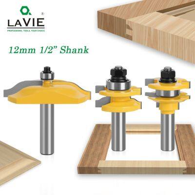 【DT】hot！ 12MM 1/2  Shank 3pcs Large Rail   Stile Ogee Cutter 3  Panel Cabinet Router Bit Set Door Tenon Wood Tools 03133