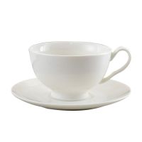 Genuine Original High-end Pure white European-style ceramic coffee cup and saucer set afternoon tea office cup milk tea hotel restaurant universal coffee cup