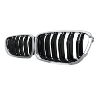 รถ Chrome Glossy Black Dual Slats ด้านหน้ากระจังหน้าสำหรับ-BMW F10 F11 M5 535I 550I 4ประตู2010-2017