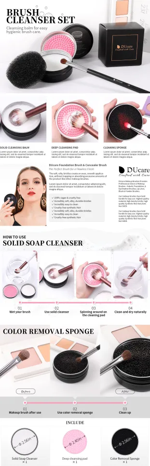 DUcare 2Pcs Makeup Brush Cleaner Sponge Powder Remover Soap