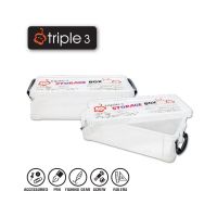 กล่องพลาสติกใส ใช้บรรจุเครื่องเขียนอุปกรณ์ทั่วไป ยี่ห้อ Triple 3 รุ่น R582-C ขนาด 19X8x4 cm.   1 กล่อง