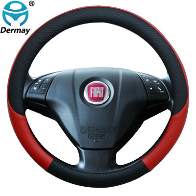 2021100 DERMAY Brand Leather Car Steering Wheel Cover Anti-slip for Fiat Grande Punto PUNTOPunto Evo Van Auto Accessories