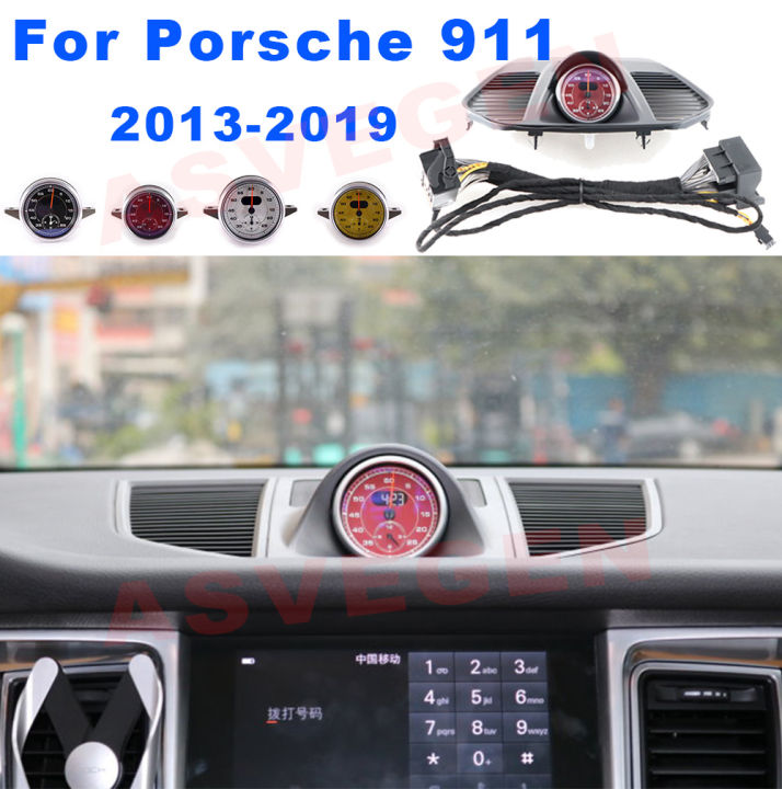 นาฬิกาจับเวลารถสำหรับปอร์เช่911-2013-2019ภายในแดชบอร์ดศูนย์นาฬิกาเข็มทิศเวลาอิเล็กทรอนิกส์เมตรนาฬิกา-accessional