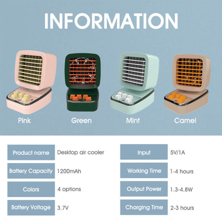 แบบพกพาเครื่องปรับอากาศเดสก์ท็อปเครื่องทำความเย็นชาร์จพัดลมทำความเย็นปรับ-mini-misting-สำหรับโฮมออฟฟิศ