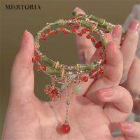 MJartoria สร้อยข้อมือสไตล์จีน18K กำไลทองหยกกับกระต่ายมีพู่ห้อยสำหรับผู้หญิงหญิงสาว2023สร้อยข้อมือหรูหราสง่างามน่ารักแฟชั่นของขวัญวันคริสต์มาสตรุษจีน