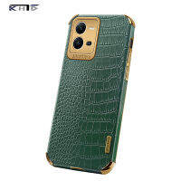 KHTD สำหรับ vivo V25 / V25e เคสโทรศัพท์หนังจระเข้เนื้อกล้องป้องกันโลหะกรอบโลหะอ่อน TPU กันกระแทกฝาหลังเคส