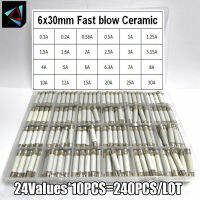 240PcsBox 24Values 6x30mm Fast blow Ceramic Fuse 250V 0.1A 0.2A 0.5A 1A 1.5A 2A 2.5A 3A 3.15A 4A 5A 6A 10A 15A 20A 25A30A