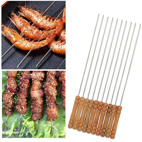 BBQ NEEDLE STICK - 10Pcs/Pack Barbecue Roast Stick Stainless Steel ...