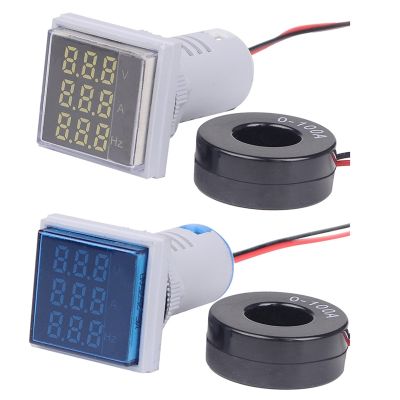 22mm AC 60-500V 0-100A Voltmeter Ammeter Hz Indicator Digital 20-75Hz Current Frequency Meter Digital Voltage LED Lamp