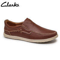 TOP☆Clarks_ ของสะสม Cambro Step รองเท้าสลิปออนหนังสีน้ำตาลเข้มลำลองสำหรับผู้ชาย