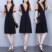 [COD] 2023 Temperament Large Size Womens mm Fashion Foreign Mid-length Short-sleeved New