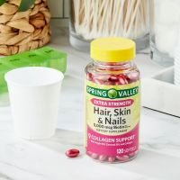 ไบโอติน 5000mcg เสริมคอลลาเจน,Spring Valley Hair Skin &amp; Nails 120เม็ด