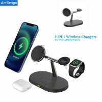 ZZOOI 3 in 1 Magnetic Wireless Charger Qi Fast Charging For iPhone 14 13 12 Pro Max Apple Watch 7 6 Airpods Pro Charging Dock Station