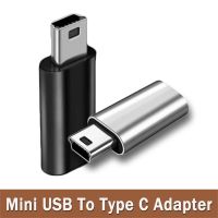 KNQ12 โลหะสำหรับตกแต่ง อุปกรณ์จีพีเอส มินิ USB ตัวผู้ USB2.0 USB ตัวผู้ชนิด C ตัวเมีย ขั้วต่อ mini USB เป็น Type-C ขั้วต่อการถ่ายโอนข้อมูล อะแดปเตอร์ OTG อะแดปเตอร์ USB ขนาดเล็ก5ขา