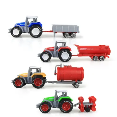 4ชิ้นชุดมินิฟาร์มรถแทรกเตอร์รถบรรทุกรถของเล่นวิศวกรรม D Iecast ยานพาหนะรุ่นของเล่นของขวัญสำหรับเด็กเด็ก