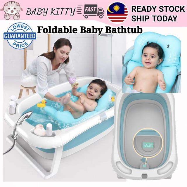 BabyKitty🇲🇾 Foldable Baby Bath Tub with Bath Cushion Bathtub