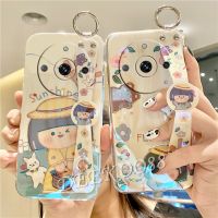 เคสสมาร์ทโฟนสำหรับ Realme 11 Pro + Pro Plus 5G C53 NFC 4G Realme11 11 Pro เคสโทรศัพท์กะพริบนิ่มพร้อมสายรัดข้อมือ Realme11Pro ลายการ์ตูนผู้หญิงน่ารัก +