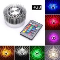 ไฟแบ็คดรอปเป่าลม LED ดอกทานตะวันในร่ม3W โคมไฟติดผนังอลูมิเนียม RGB พร้อมรีโมทคอนโทรลตกแต่งทางเดินสำหรับห้องนั่งเล่น