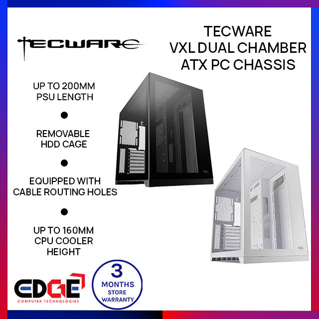 EDGE | TECWARE VXL Dual Chamber TG Tempered Glass ATX/mATX/mini-ITX PC ...