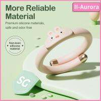 สายรัดข้อมือป้องกันการกัดสำหรับเด็กกำไลข้อมือกันยุงซิลิโคน II-AURORA สีชมพู/เขียว/น้ำตาลสำหรับป้องกันการกัดแมลงที่ทันสมัย