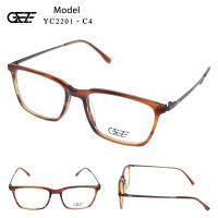 ?กรอบแว่นตา GEZE METAL รุ่น YC2201-C4 เต็มกรอบสีน้ำตาลลาย Vintage น้ำหนักเบา ใส่สบาย บริการตัดเลนส์สายตาราคาถูก