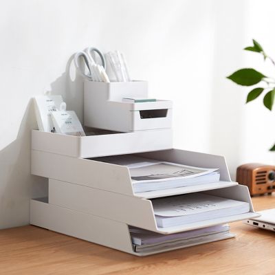 A4 Paper Organizer Document Case Office Table Desk Storage superposition Filling File Box Holder Plastic A4 Size Storage box