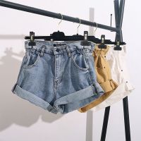 COD jfdss Vintage Cotton Denim High Waist Crimping Women Denim Shorts Korean Casual Short Jeans Summer