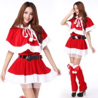 CP62  ชุดคริสต์มาส ซานตาครอส ซานต้า แซนตี้ Dress for Santa Santy Suit Christmas Santa Claus Costumes Festival Cosplay Fancy Outfit