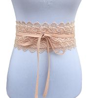 【cw】 Belts forWeddingFemale Waist BandWhite Wide belt leather CorsetSelf Tie Obi Cinch Waistband