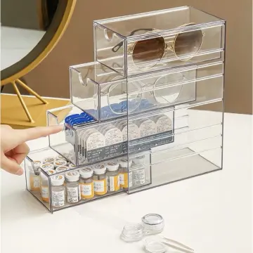 Clear Acrylic Stackable Drawer Organizers Set of 5  Drawer organizers,  Acrylic drawer organizer, Makeup drawer organization