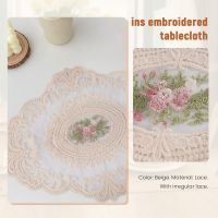 European Oval Embroidered Lace Fabric Transparent Placemat Coaster Coffee Table Mat Furniture Cover Cloth