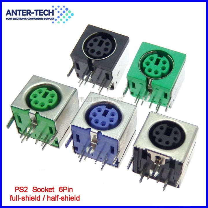 1pcs Ps2 Keyboard Socket Ps 2 6 Pin Female Socket Jack Connector On Pcb Ps2 6p Greenpurple