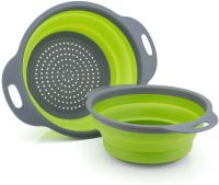 【CW】 Colander Round Draining Basket 2-Piece Set Vegetable Washing Silicone Filter And Fruit