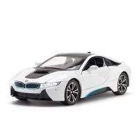 I8 BMW รถสปอร์ตแบบจำลองสูงโลหะผสมหล่อขึ้นรูปรุ่นเสียงรถยนต์ดึงกลับของขวัญของเล่นเด็กของสะสม