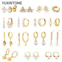 【DT】hot！ 925 Sterling Ear Needle Pearls Hoop Earrings Jewelry Piercing Stud Bohemia Pendientes Earings