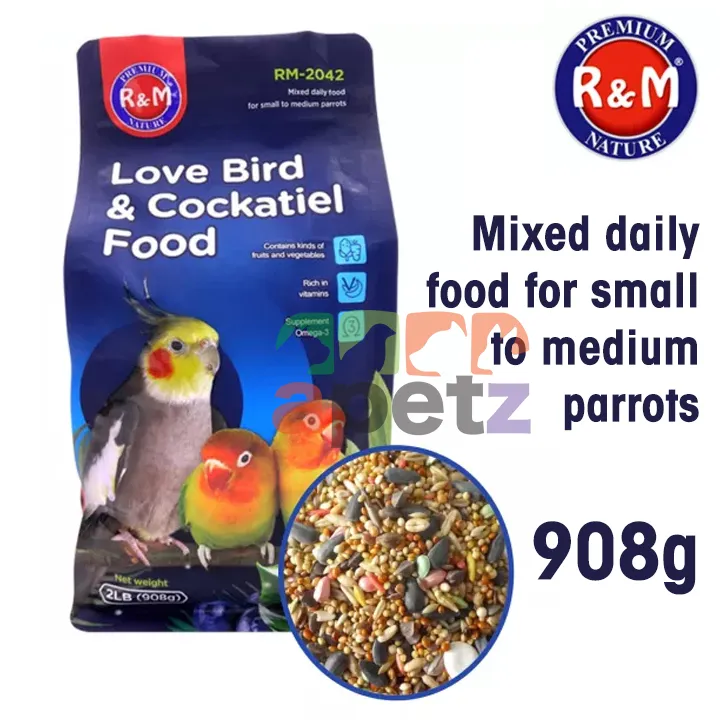 R&M Premium Love Bird & Cockatiel Food 908g, Bird Food Lazada