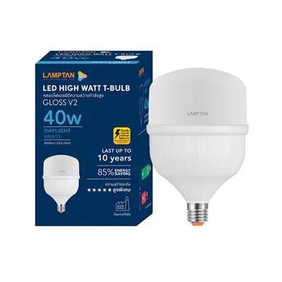 "Buy now"หลอดไฟ LED 40 วัตต์ Daylight LAMPTAN รุ่น HIGH WATT GLOSS E27*แท้100%*
