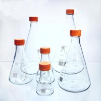 3ชิ้นเซ็ตฝาเกลียว Conical Flask แก้ว Borosilicate สูง Thicked Type Erlenmeyer Flask ทนต่ออุณหภูมิสูง GL45