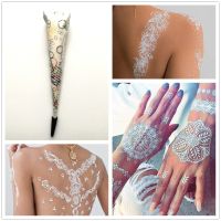 Indian White Henna Paste Women Temporary Natural Henna Tattoo Cone Girl Body Art Paint Waterproof Mehndi Hands Cream For Wedding