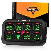 Auxbeam ตัวควบคุมการเปิด-ปิด8แผงสวิตช์รีเลย์อิเล็กทรอนิกส์ตัวควบคุมระบบ WM-8A-2-CB แสงสีเขียว