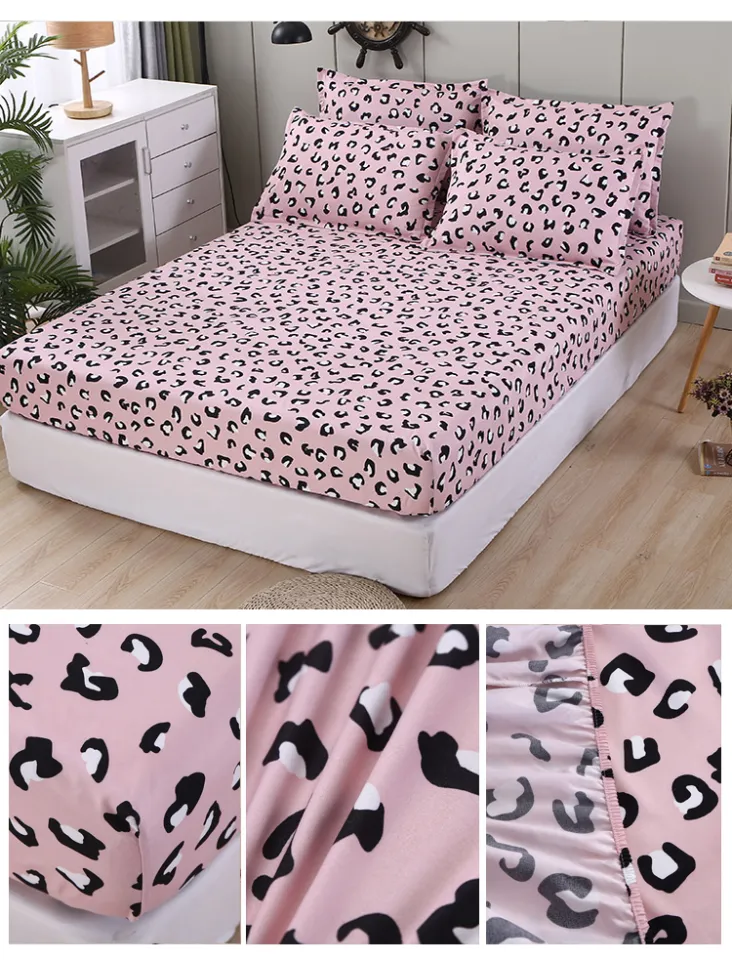 Fitted Bed Sheet with Pillowcase Red Heart Printed White Color Drap  180x200cm